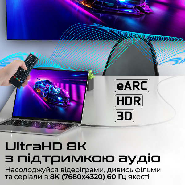 Фото - Кабель HDMI Promate HDMI-HDMI v.2.1 (Primelink8k-300.Grey)