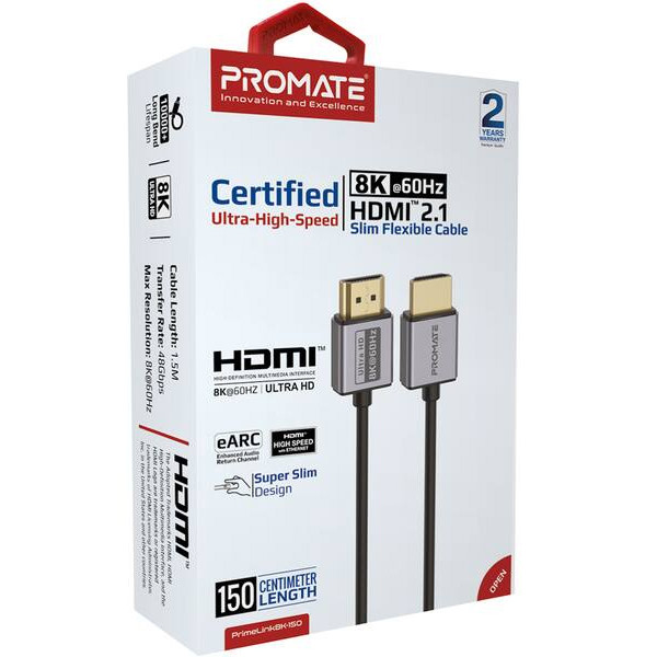 Фото - Кабель HDMI Promate HDMI-HDMI v.2.1 (Primelink8k-150.Grey)