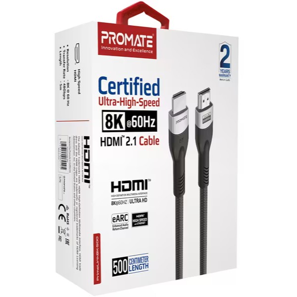 Фото - Кабель HDMI Promate HDMI-HDMI v.2.1 (Primelink8k-500.Grey)