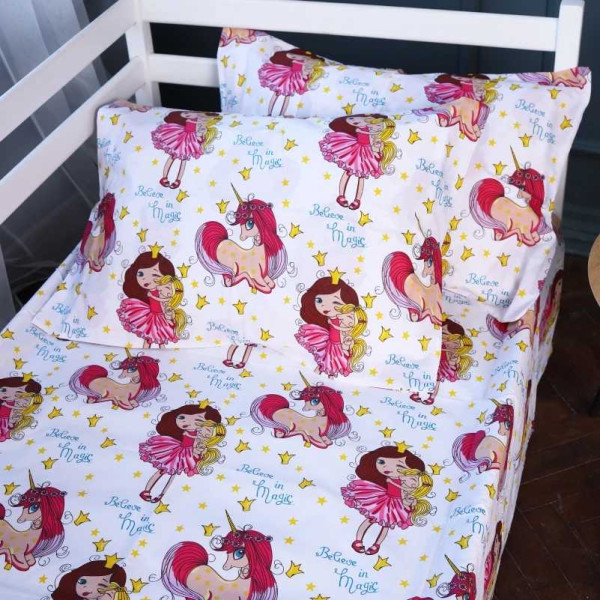 Фото - Комплект постільної білизни дитячий MirSon Бязь Kids Time 17-0704 Принцеса та Єдиноріг 110 x 140 см (2200010501186)