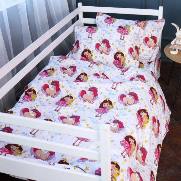 Фото - Комплект постільної білизни дитячий MirSon Бязь Kids Time 17-0704 Принцеса та Єдиноріг 110 x 140 см (2200010501186)