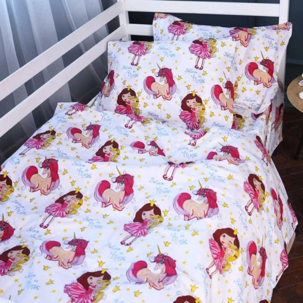 Фото - Комплект постільної білизни дитячий MirSon Бязь Kids Time 17-0704 Принцеса та Єдиноріг 110 x 140 см (2200010501186)