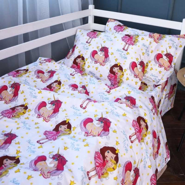 Фото - Комплект постільної білизни дитячий MirSon Бязь Kids Time 17-0704 Принцеса та Єдиноріг 110 x 140 см (2200010501186)