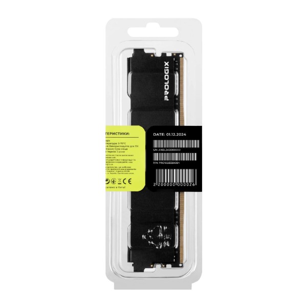 Фото - Память DDR ProLogix DDR4 16GB/3200 Black (PRO16GB3200B4)