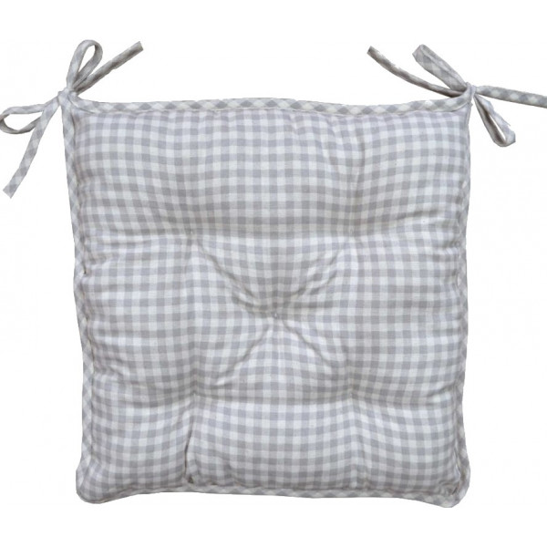 Фото - Подушка для стільця Прованс 40х40 "Bella" Сіра клітинка (013564)