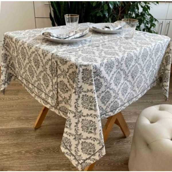 Фото - Скатерть квадратная Прованс 132х132 Avantime Версаль Серый (017277)