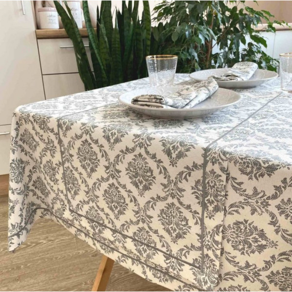 Фото - Скатерть квадратная Прованс 132х132 Avantime Версаль Серый (017277)