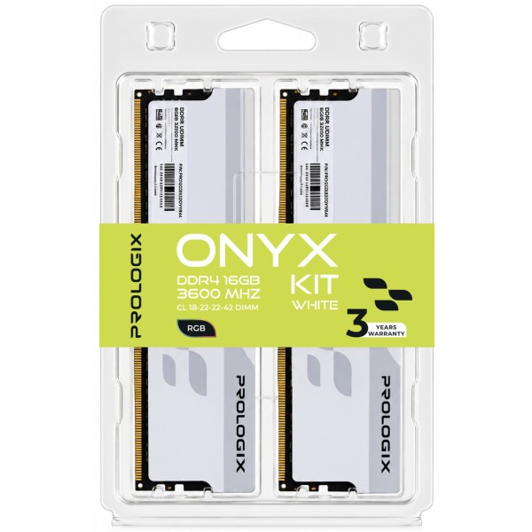 Фото - Пам'ять DDR ProLogix DDR4 2x8GB/3600 Onyx White RGB (PRO16GB3600YWR4K)