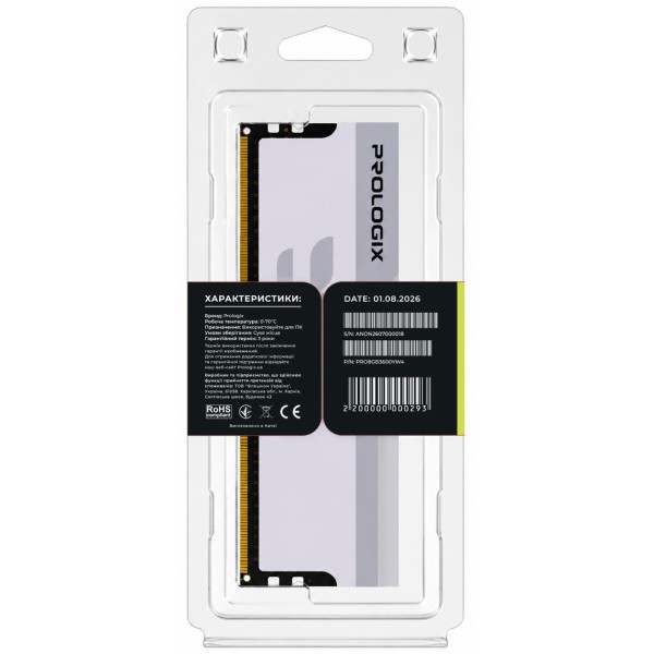 Фото - Пам'ять DDR ProLogix DDR4 8GB/3600 Onyx White (PRO8GB3600YW4)