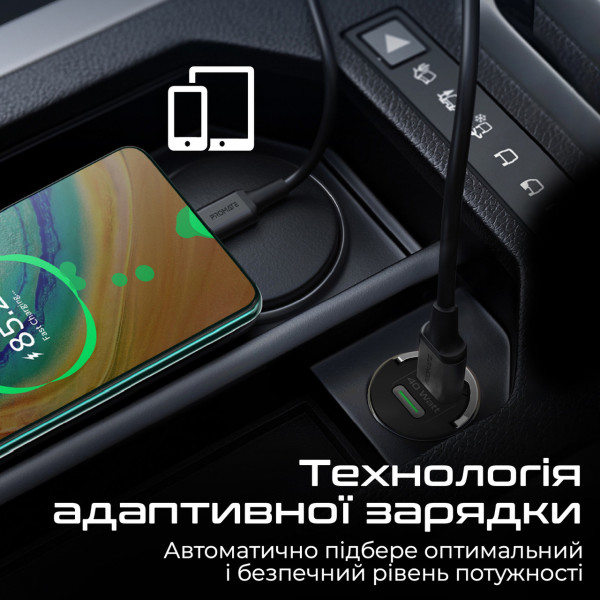Фото - Автомобільний зарядний пристрій Promate Bullet-pd40 Black