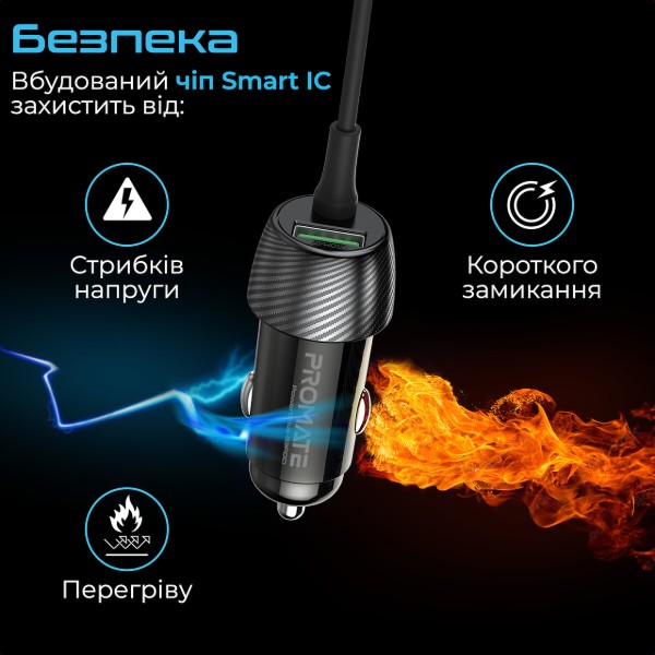 Фото - Автомобільний зарядний пристрій Promate Powerdrive-33pdci.Black