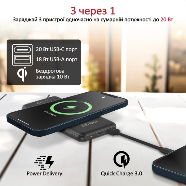 Фото - Батарея мобільна Promate Powermag-10 10000mAh Black