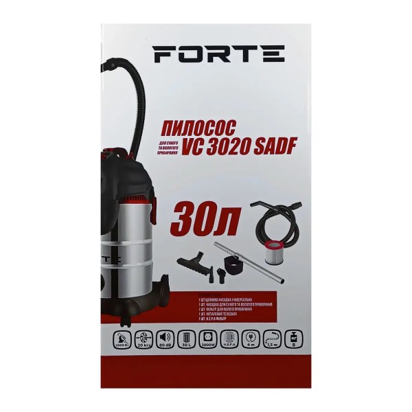 Фото - Пылесос для сухой уборки без мешка Forte VC3020SADF