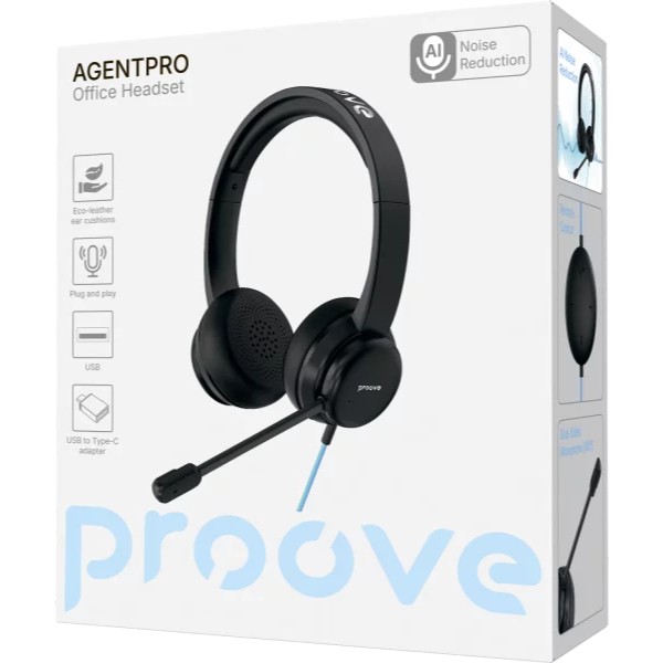 Фото - Гарнітура дротова Proove AgentPro black (HPAP00100001)