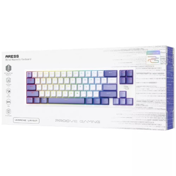 Фото - Клавиатура проводная игровая Proove Gaming Aress (Ukraine Layout) white/purple (MKAR00022417)