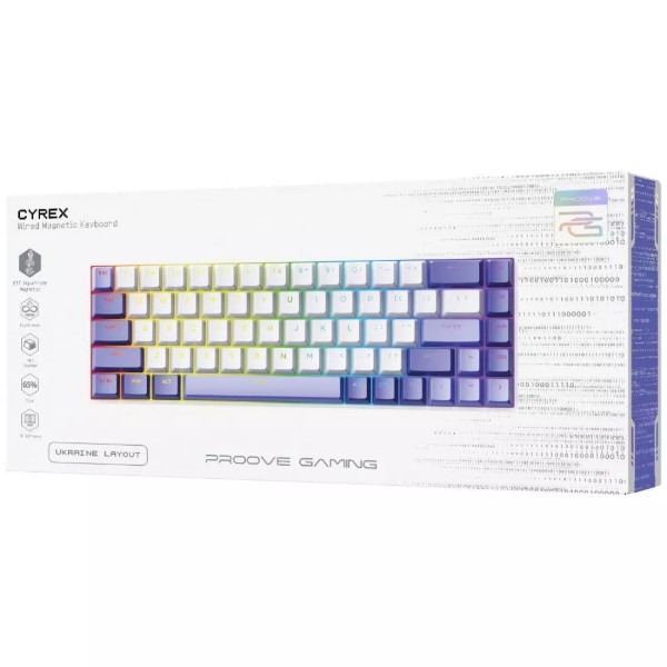 Фото - Клавиатура проводная игровая Proove Gaming Cyrex (Ukraine Layout) white/purple (MKCR00022417)