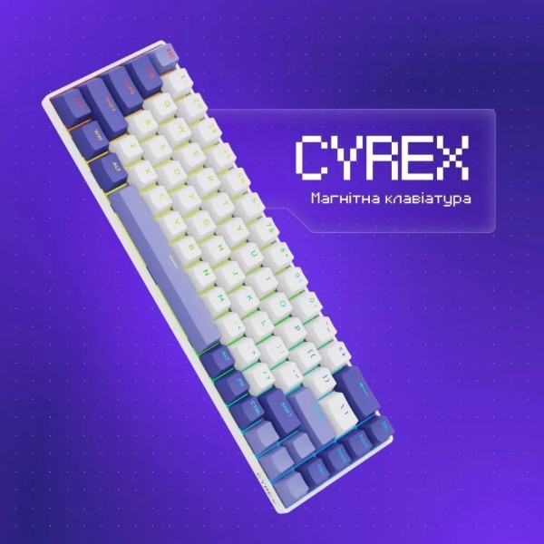 Фото - Клавиатура проводная игровая Proove Gaming Cyrex (Ukraine Layout) white/purple (MKCR00022417)