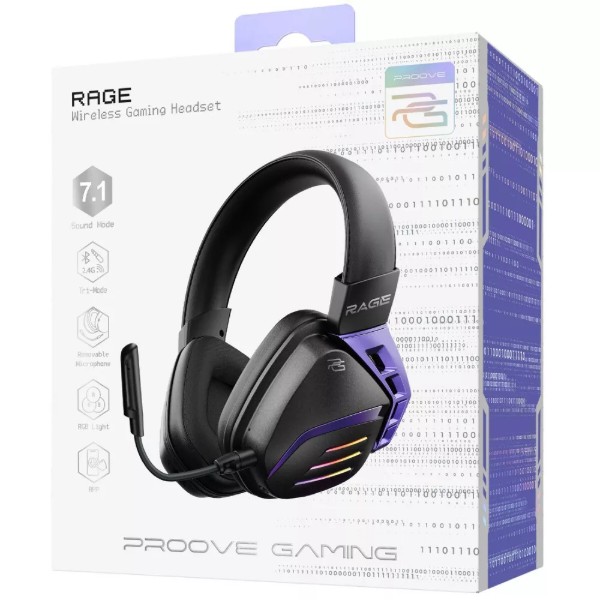Фото - Гарнітура бездротова ігрова Proove Gaming Rage (APP) black/purple (WHRG00020001)