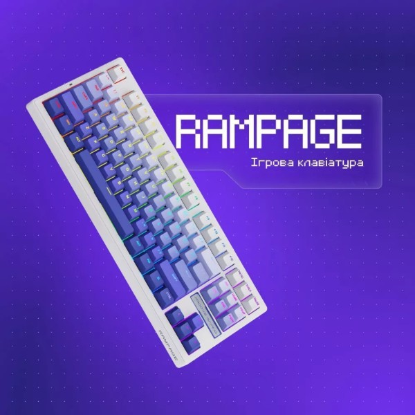Фото - Клавиатура беспроводная игровая Proove Gaming Rampage (Ukraine Layout) gradient purple/white (WKRM00022419)