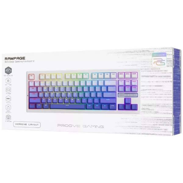 Фото - Клавиатура беспроводная игровая Proove Gaming Rampage (Ukraine Layout) gradient purple/white (WKRM00022419)