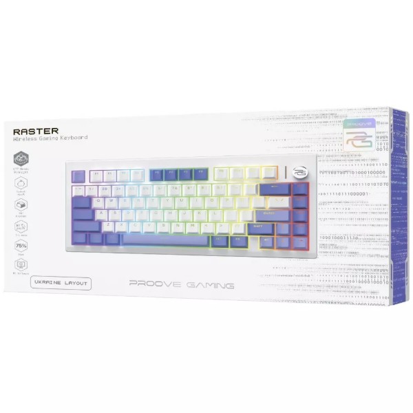 Фото - Клавиатура беспроводная игровая Proove Gaming Raster (Ukraine Layout) white/purple (WKRS00022417)