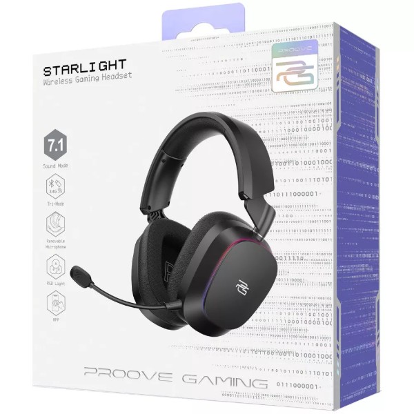Фото - Гарнітура бездротова ігрова Proove Gaming Starlight (APP) black/purple (WHSR00020016)