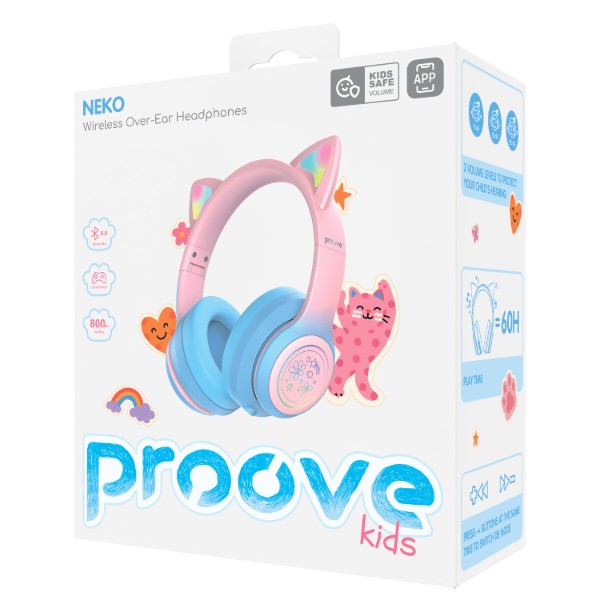 Фото - Навушники накладні бездротові Proove Kids Neko APP Blue/Pink (HPNK0001AP26)