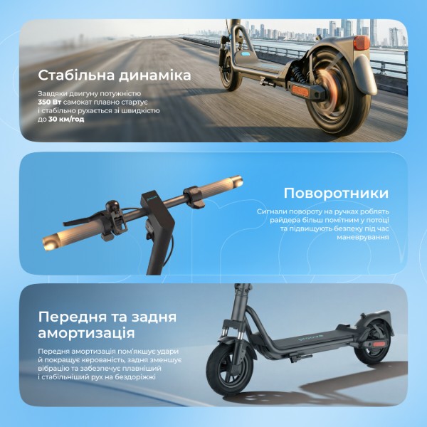 Фото - Електросамокат Proove Model City Pulse App 350W Black/Blue (CTPL35030101)
