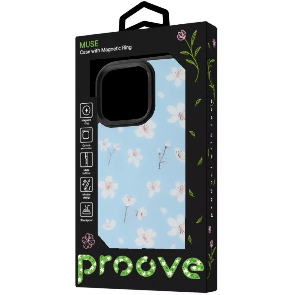 Фото - Чохол для смартфону Proove Muse Fleur Case with Magnetic Ring iPhone 16 Pro Max blue flower (PCMFIP16PMB6)