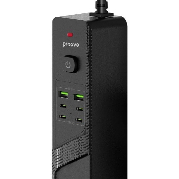 Фото - Мережевий фільтр Proove Power Strip P-04C (4 розетки + 2 USB + 4 Type-C) 2 м Black (PSPS25002421)