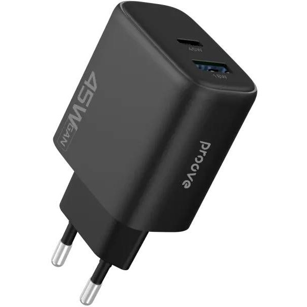 Фото - Мережевий зарядний пристрій Proove Silicone Power 2 45W (Type-C+USB) black (WCSP24110001)