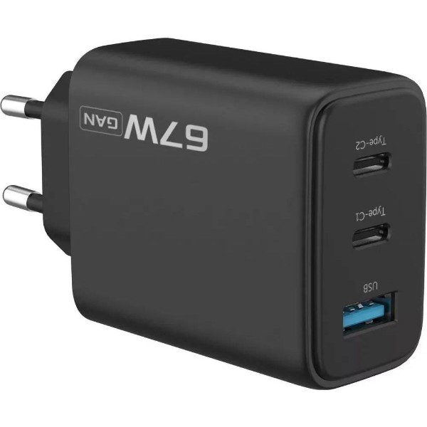 Фото - Мережевий зарядний пристрій Proove Silicone Power 2 67W (2*Type-C+USB) black (WCSP26120001)