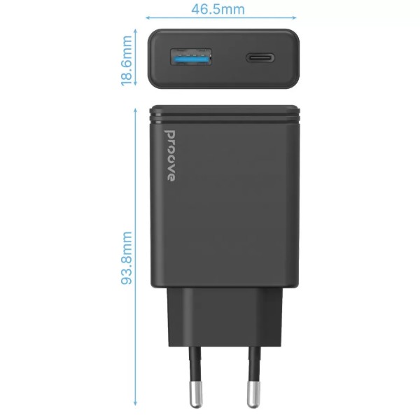Фото - Мережевий зарядний пристрій Proove Slender 65W (Type-C + USB) black (WCSL65110001)
