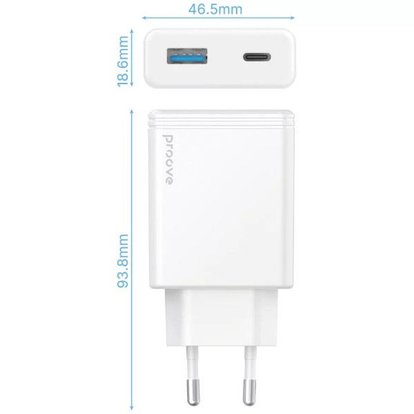 Фото - Мережевий зарядний пристрій Proove Slender 65W (Type-C + USB) white (WCSL65110002)