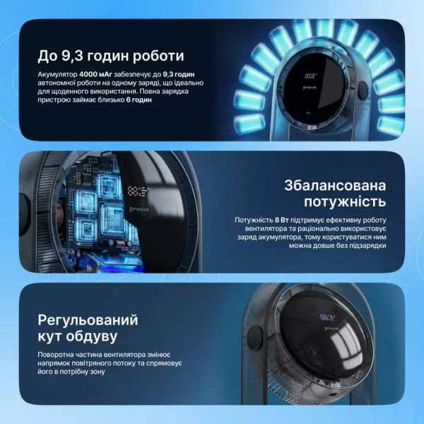 Фото - Вентилятор портативний Proove Blower Gray (PFBR08002003)
