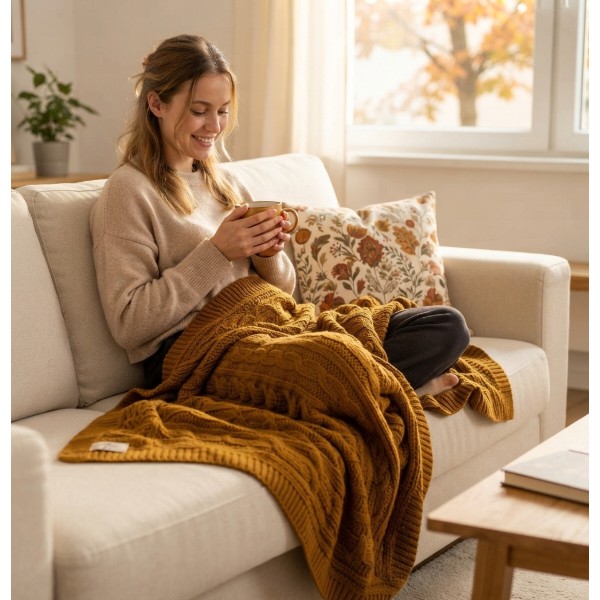 Фото - Плед полуторный Прованс Happy Fall Kosa 130х170 Охра (029758)
