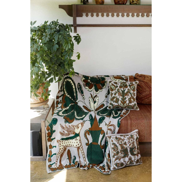 Фото - Плед односпальний Прованс В'язаний в українському стилі Косівські мотиви 120х180 см (044461)