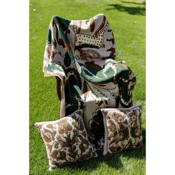 Фото - Плед односпальний Прованс В'язаний в українському стилі Косівські мотиви 120х180 см (044461)