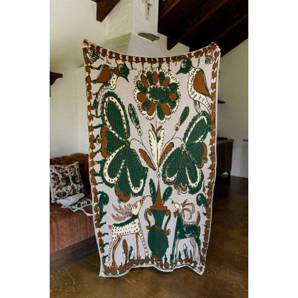 Фото - Плед односпальний Прованс В'язаний в українському стилі Косівські мотиви 120х180 см (044461)