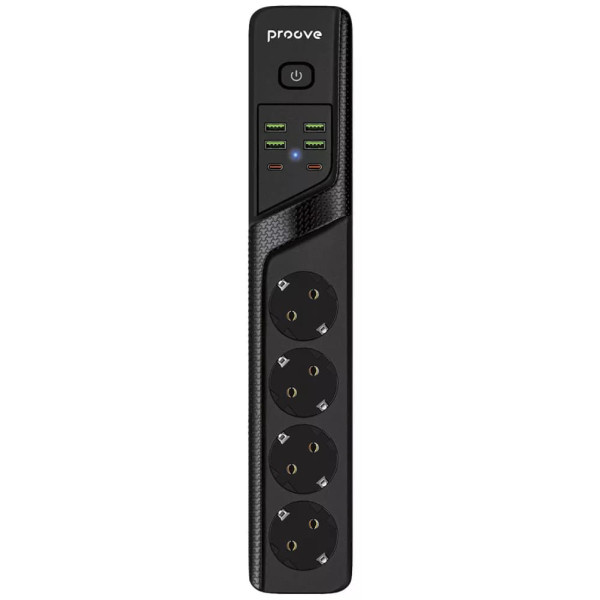 Фото - Сетевой фильтр Proove Power Strip P-04 4 sockets+4 USB+2 Type-C 3 м Black (PSP442430001)