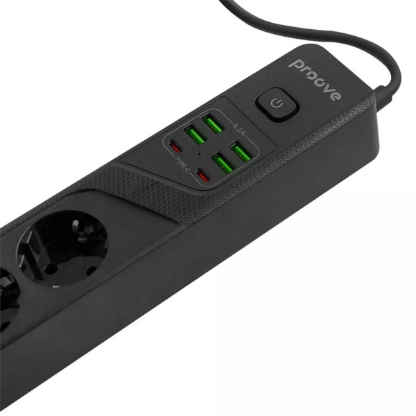 Фото - Сетевой фильтр Proove Power Strip P-04 4 sockets+4 USB+2 Type-C 3 м Black (PSP442430001)