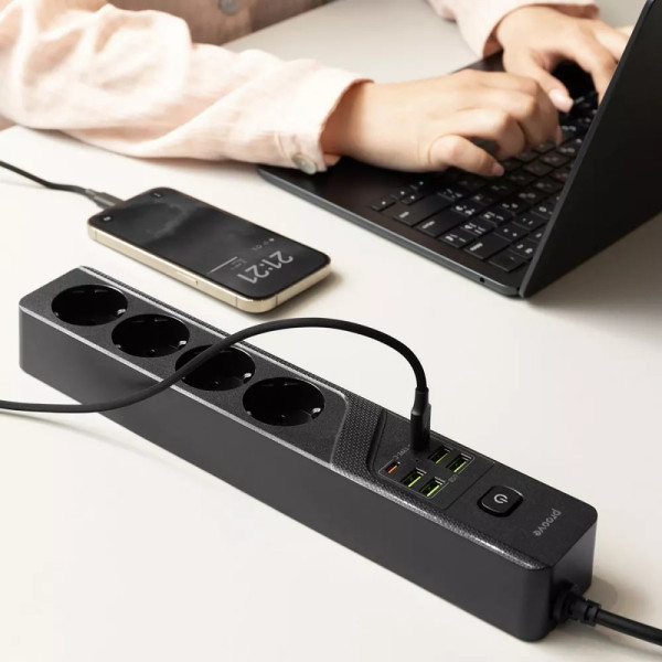Фото - Сетевой фильтр Proove Power Strip P-04 4 sockets+4 USB+2 Type-C 3 м Black (PSP442430001)