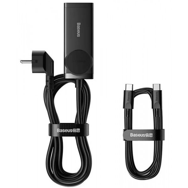 Фото - Мережевий зарядний пристрій Baseus GaN3 Pro Desktop Powerstrip AC+2U+2C 100W EU Black 1m Black (PSZM000401)