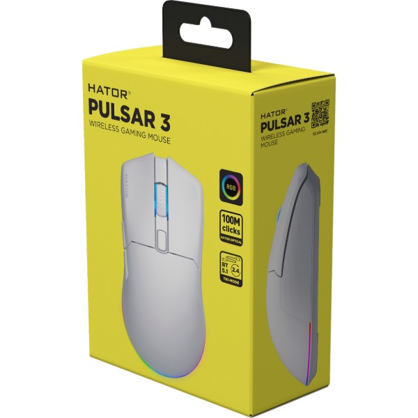 Фото - Мышь беспроводная игровая Hator Pulsar 3 Wireless White (HTM631)