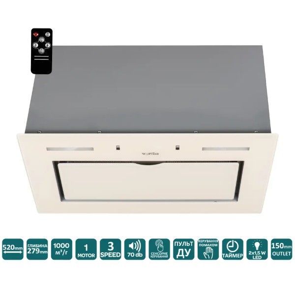Фото - Витяжка вбудована Ventolux PUNTO 520/279 IVG (1000) TRC MS