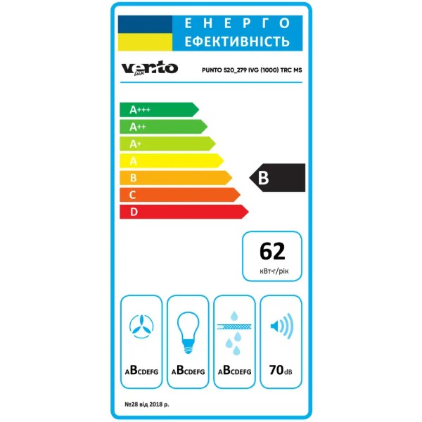 Фото - Витяжка вбудована Ventolux PUNTO 520/279 IVG (1000) TRC MS