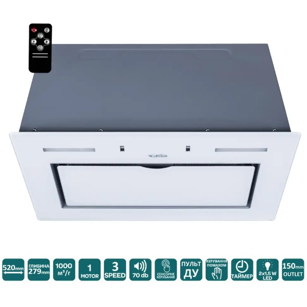 Фото - Вытяжка встраиваемая Ventolux PUNTO 520/279 WG (1000) TRC MS