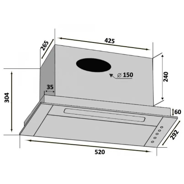 Фото - Вытяжка встраиваемая Ventolux PUNTO 52 BK (1200) ST MM BF