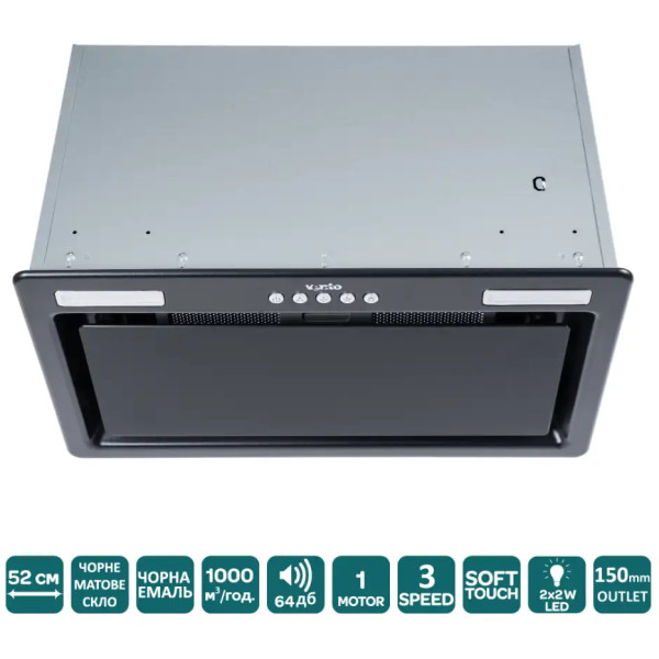 Фото - Вытяжка встраиваемая Ventolux PUNTO 52 BK/MBG (1000) ST