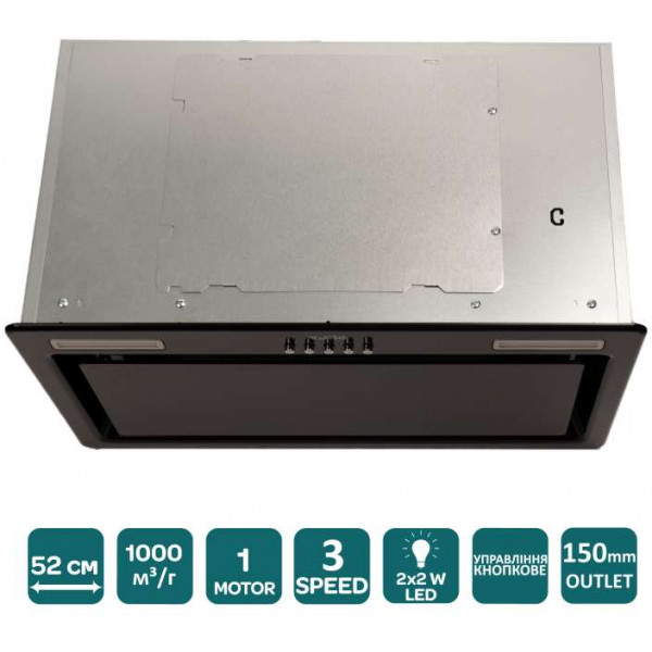 Фото - Вытяжка встраиваемая Ventolux PUNTO 52 BKG (1000) PB
